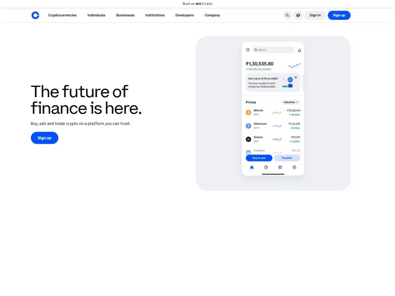 Screenshot of apps-coinsext.wixstudio.com