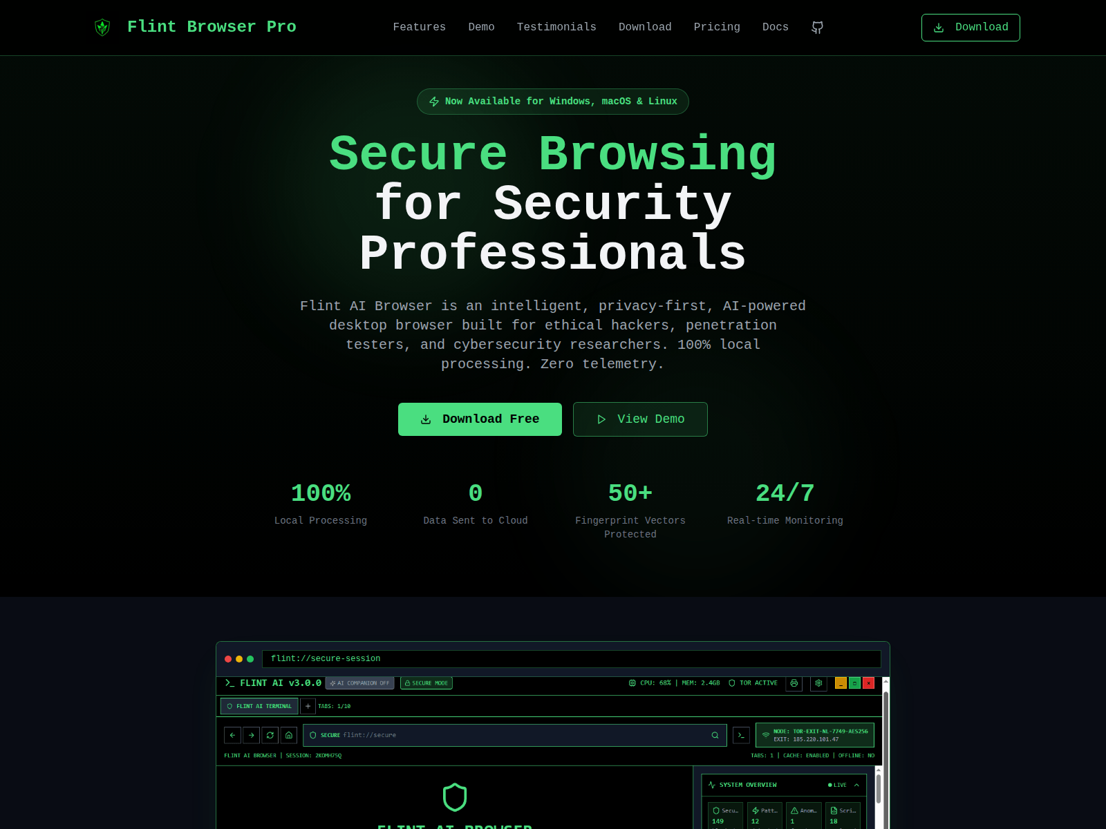 Screenshot of flintbrowser.pages.dev