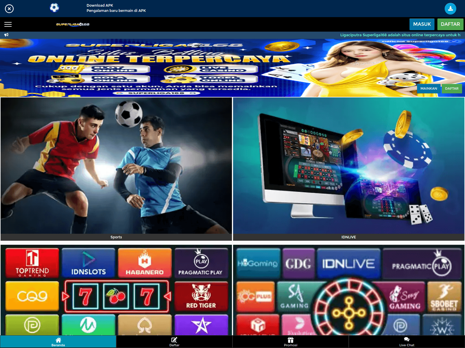 Screenshot of superliga168benih.com