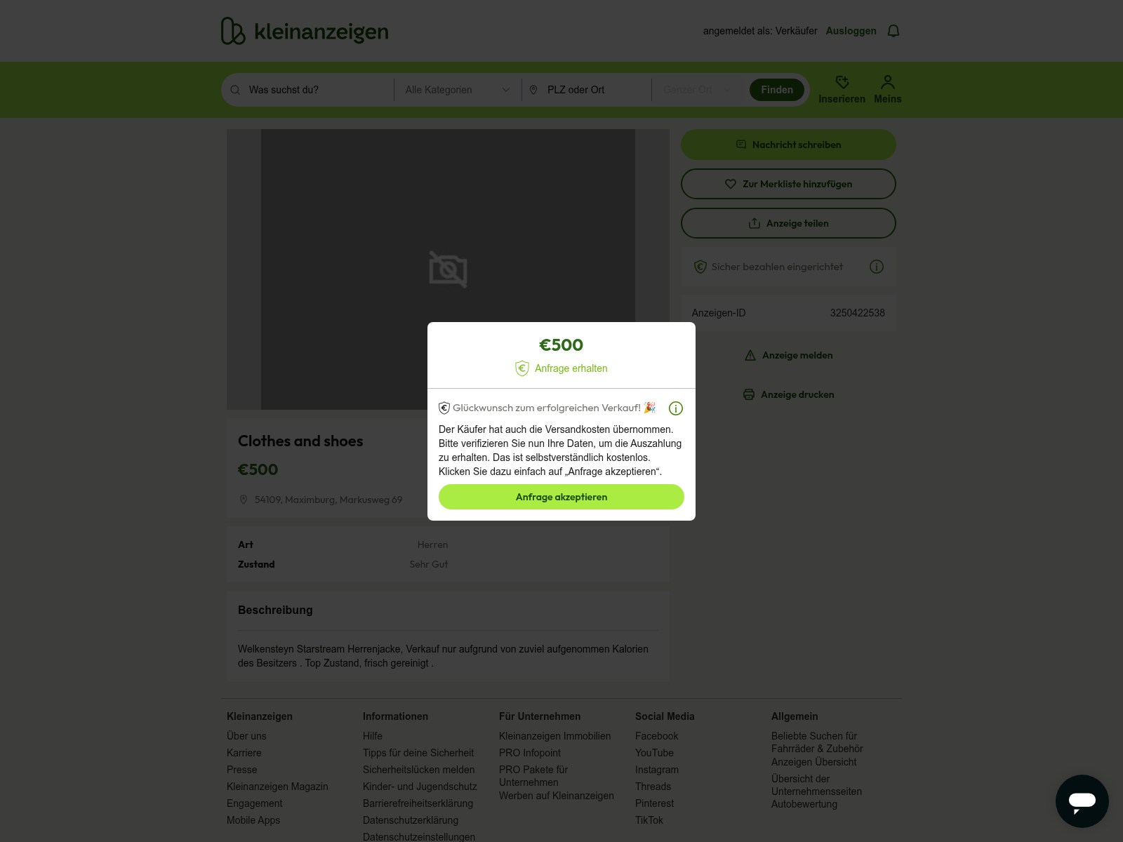 Screenshot of ebay-kleinanzeigen.order912371283220.shop