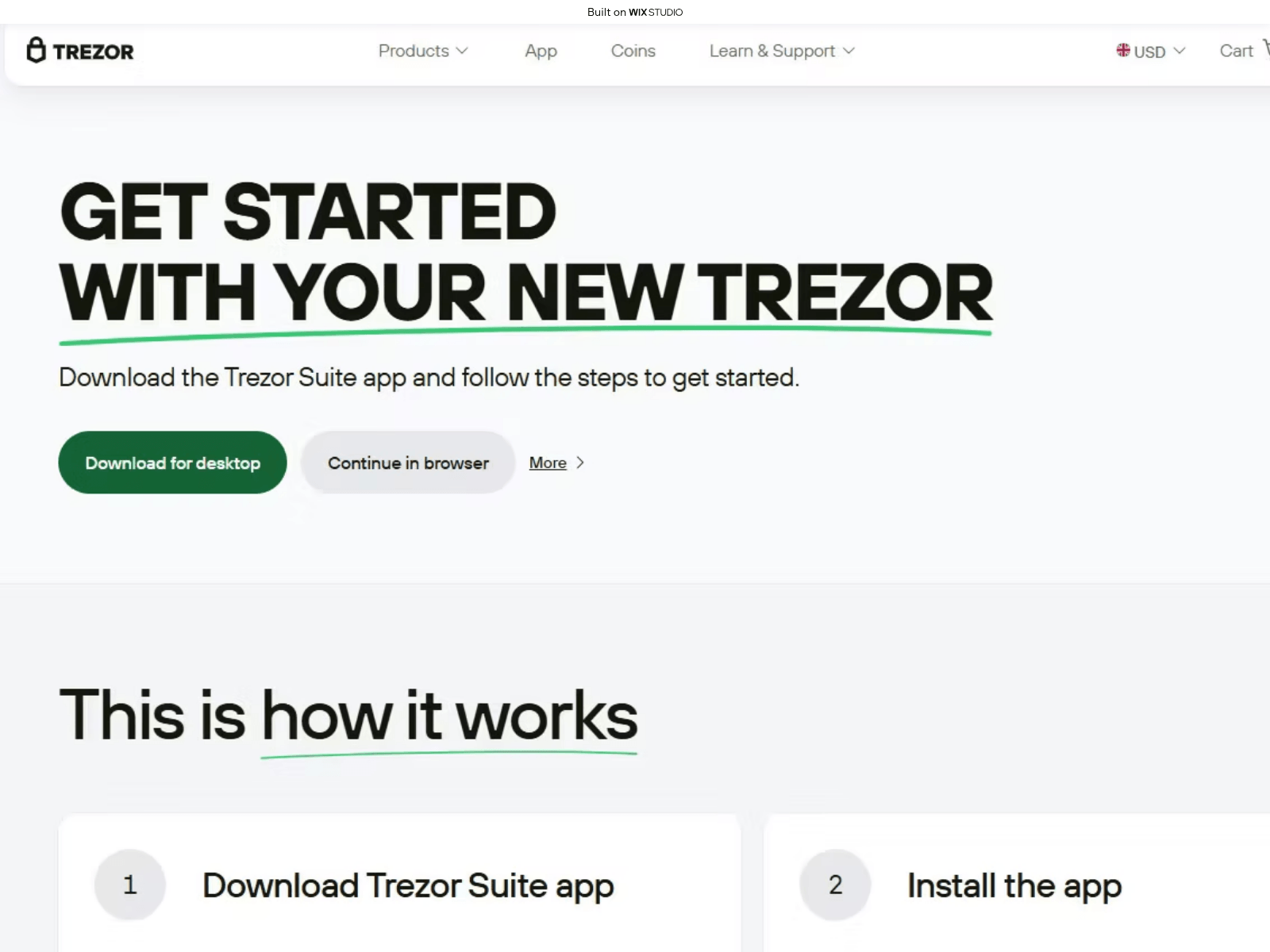Screenshot of trezxosuite-eng.wixstudio.com