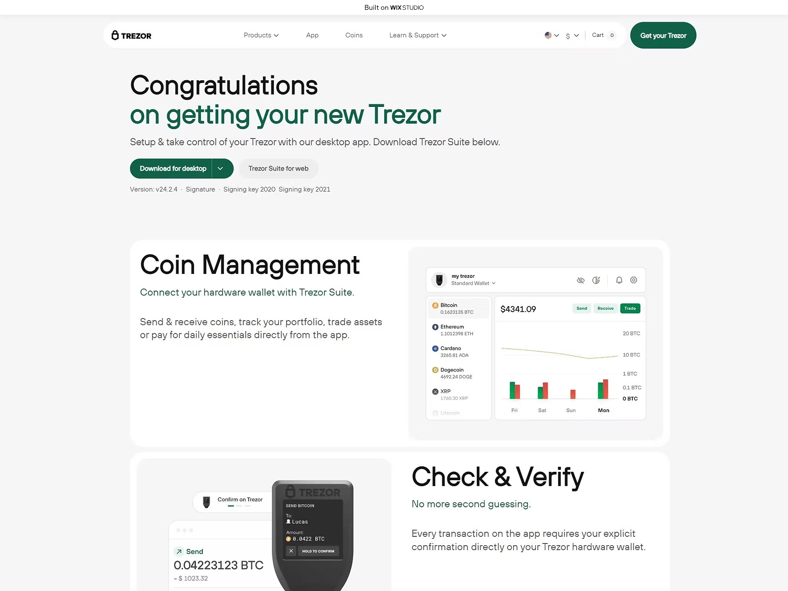 Screenshot of home-trezosuite.wixstudio.com