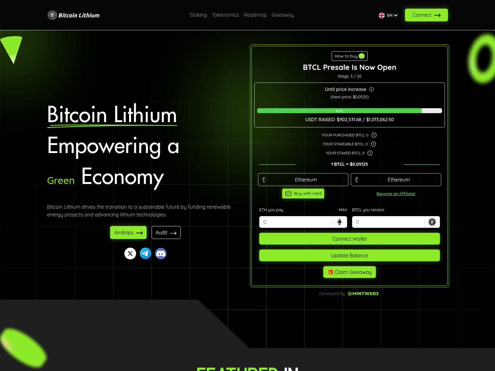 Screenshot of presale-bitcoinlithium.pages.dev