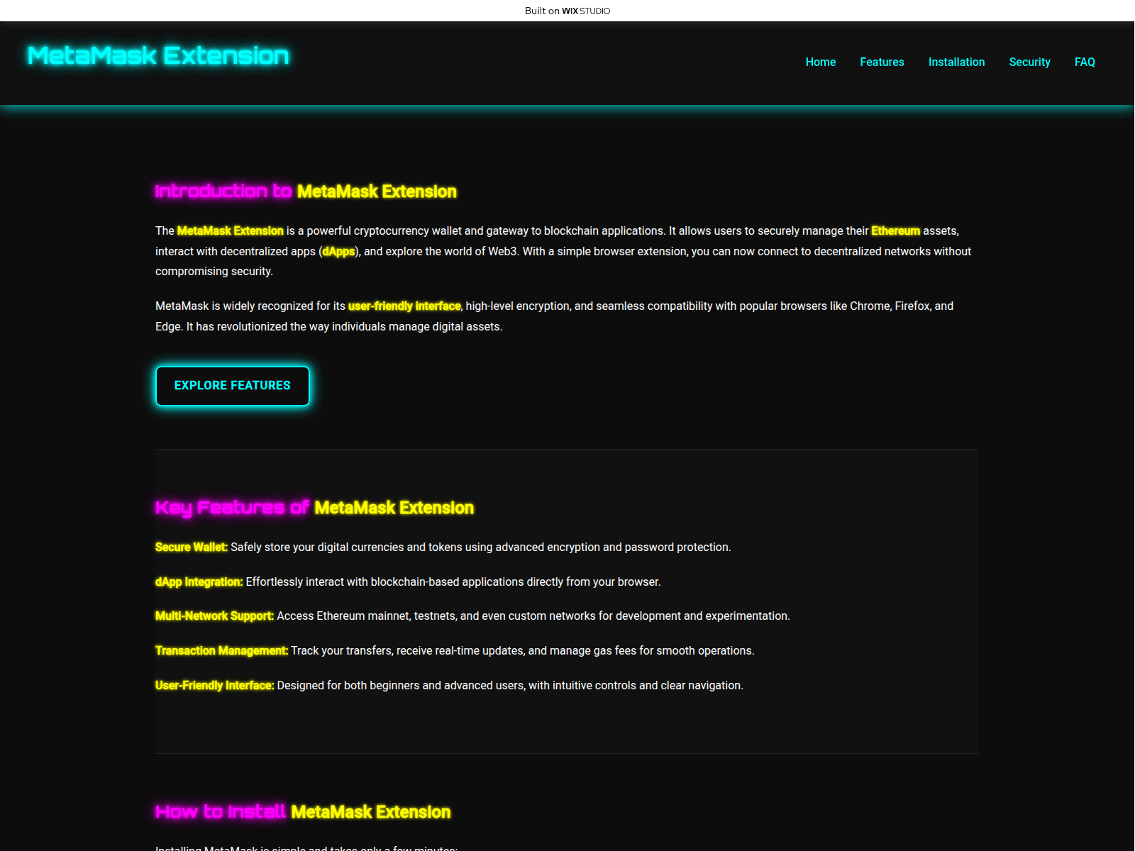 Screenshot of metamask-user.wixstudio.com
