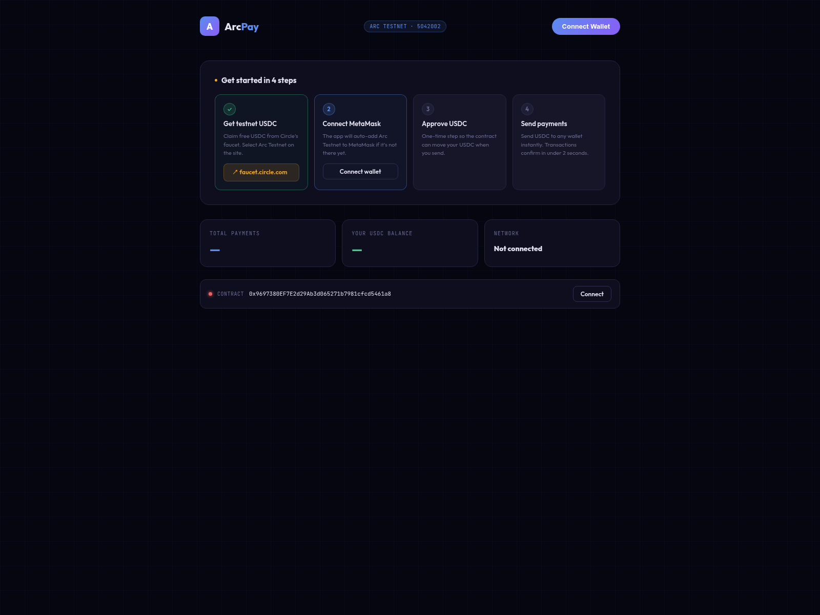 Screenshot of arcpay-xyz.netlify.app