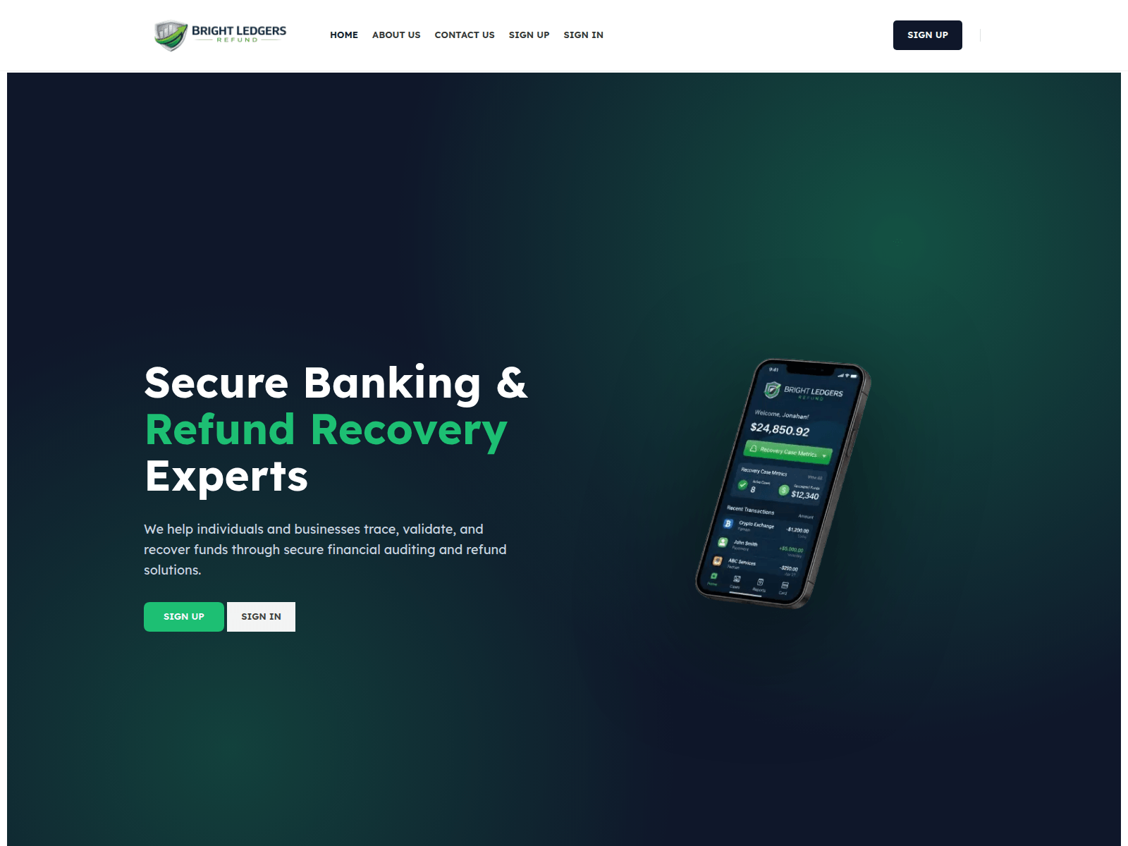 Screenshot of brightledgersrefund.com