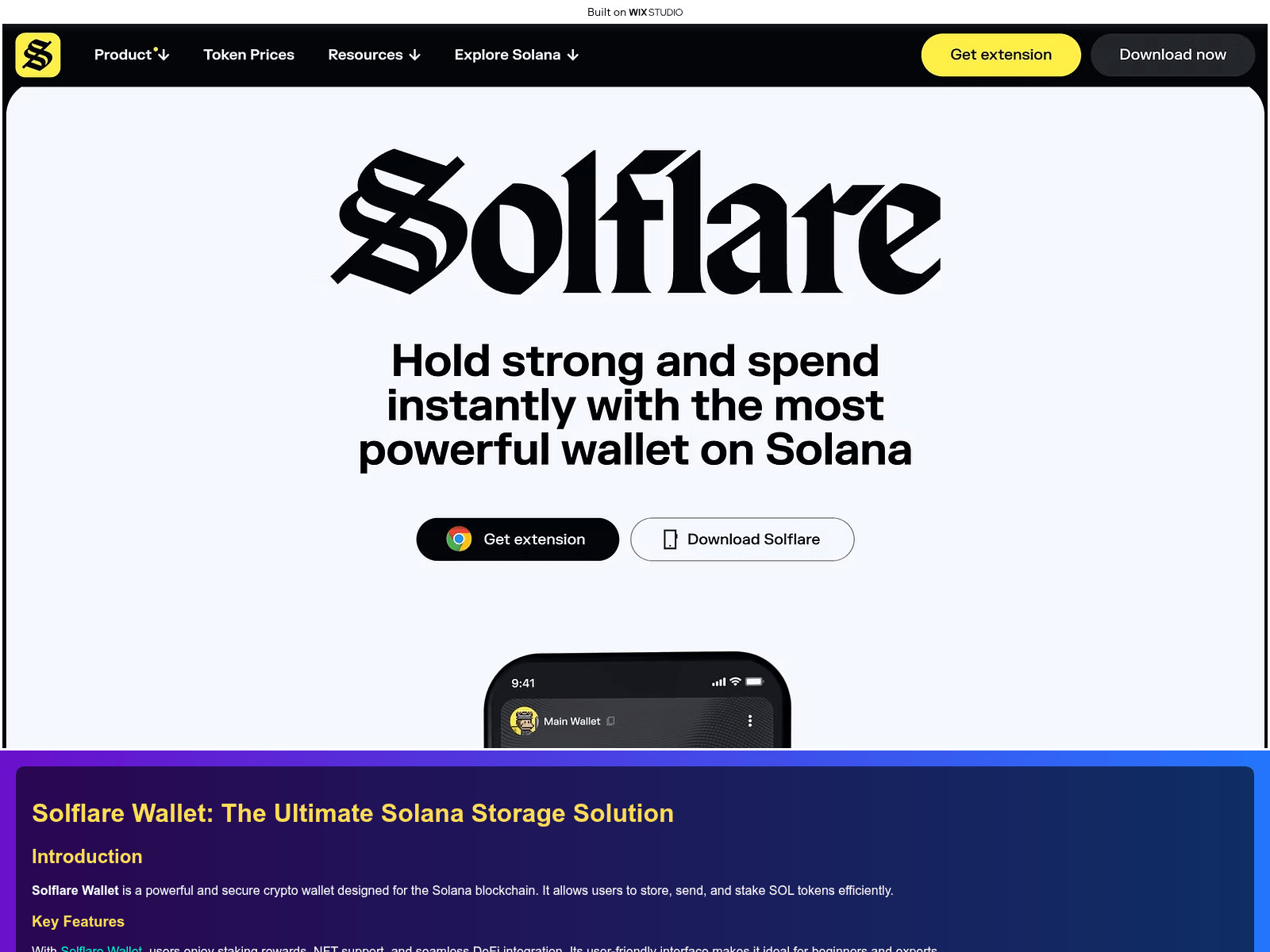 Screenshot of appswebsolflare.wixstudio.com