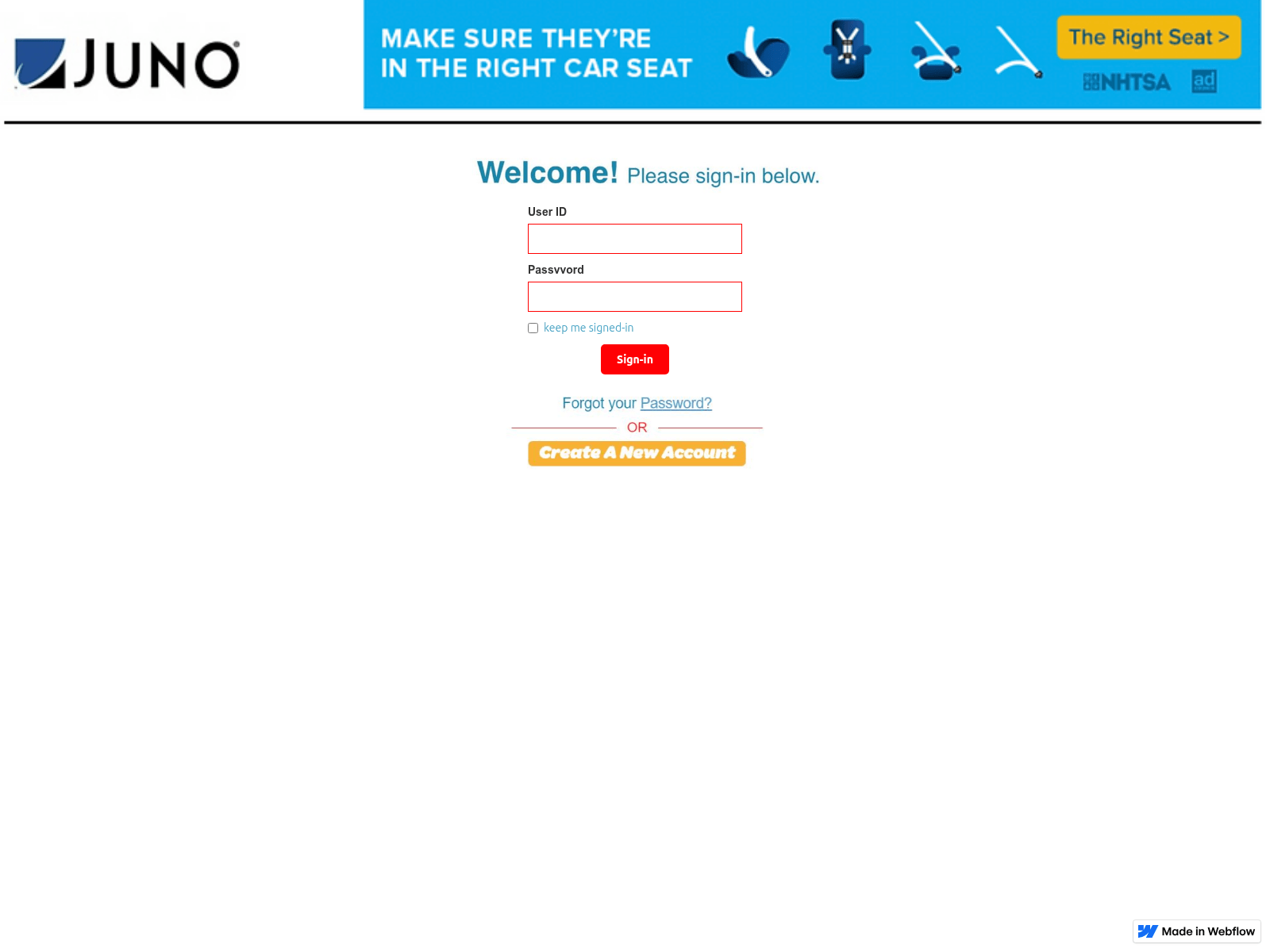 Screenshot of juno-web-mail-75544b.webflow.io