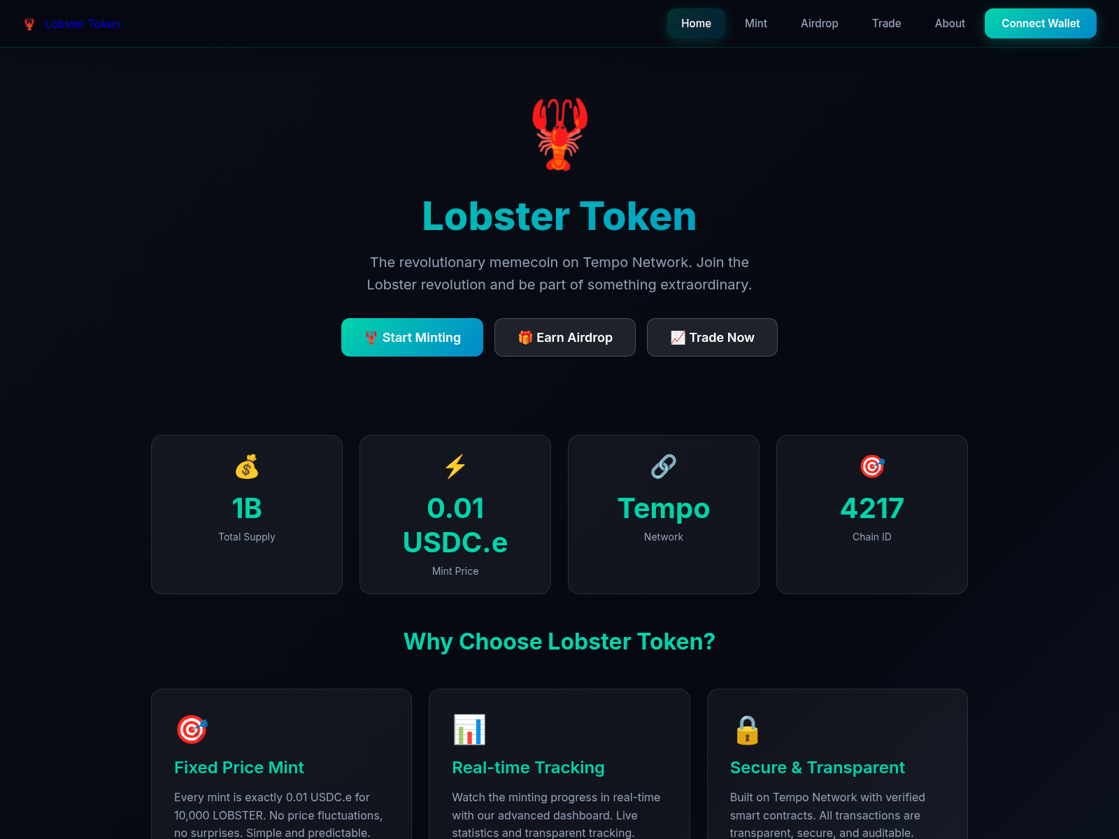 Screenshot of lobster-tempo.com