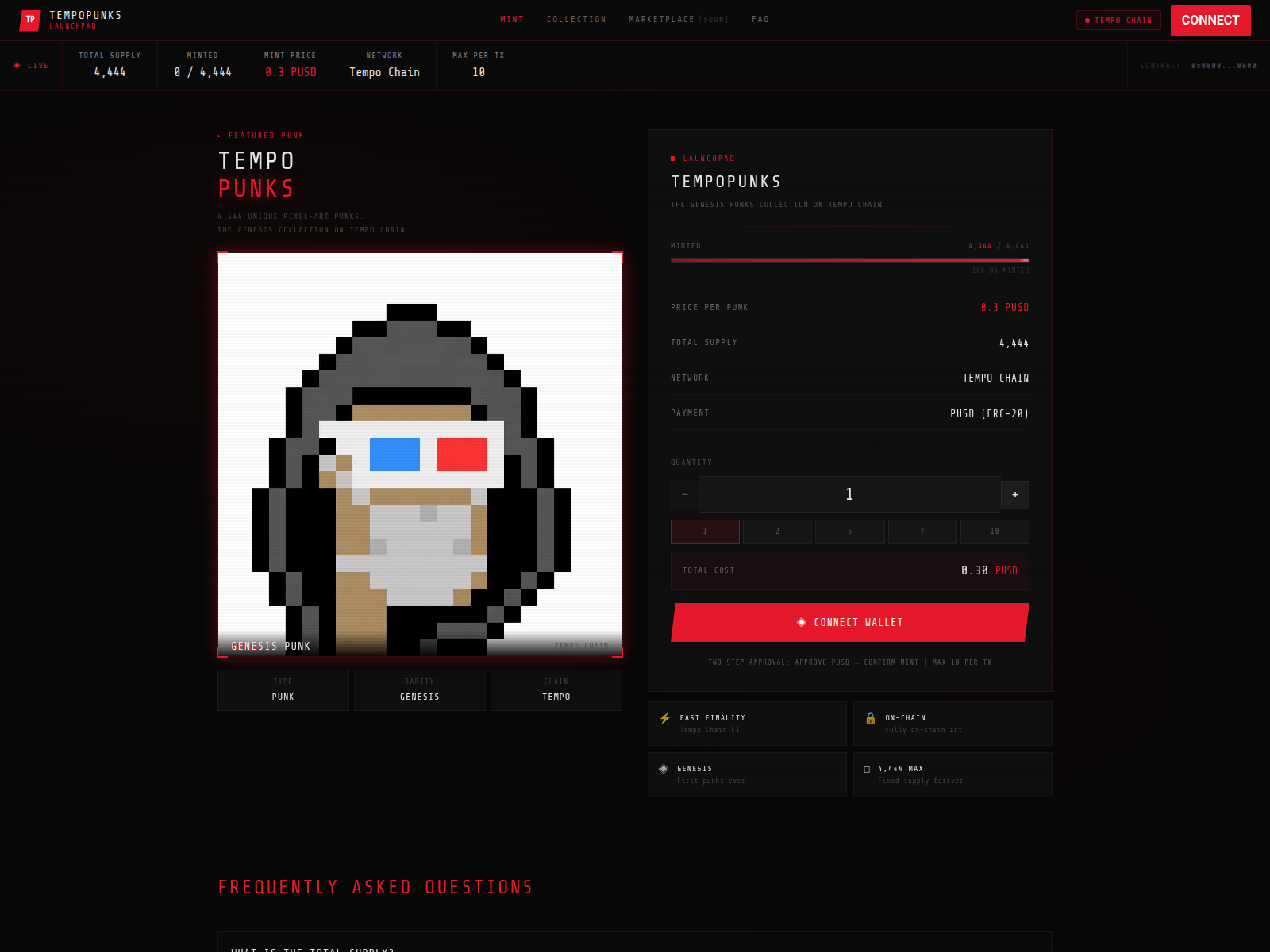 Screenshot of ttempopunks.xyz