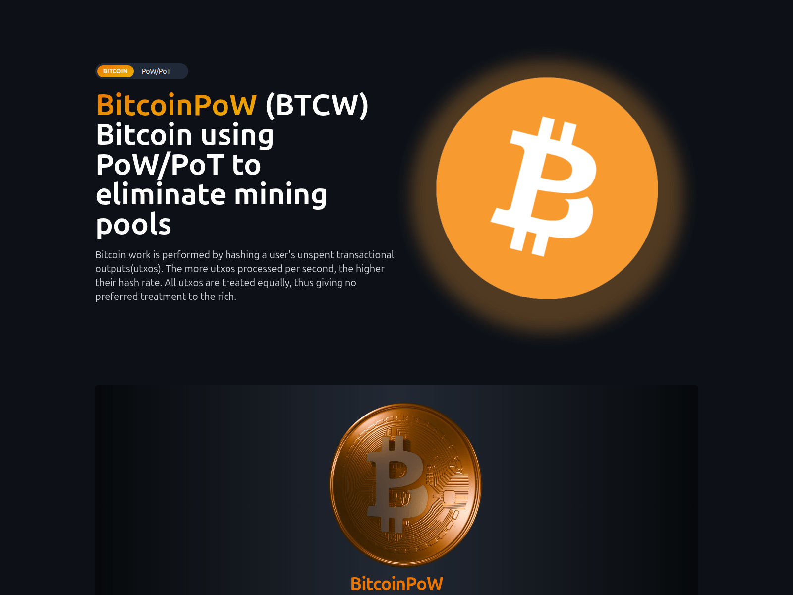 Screenshot of bitcoinpow.space