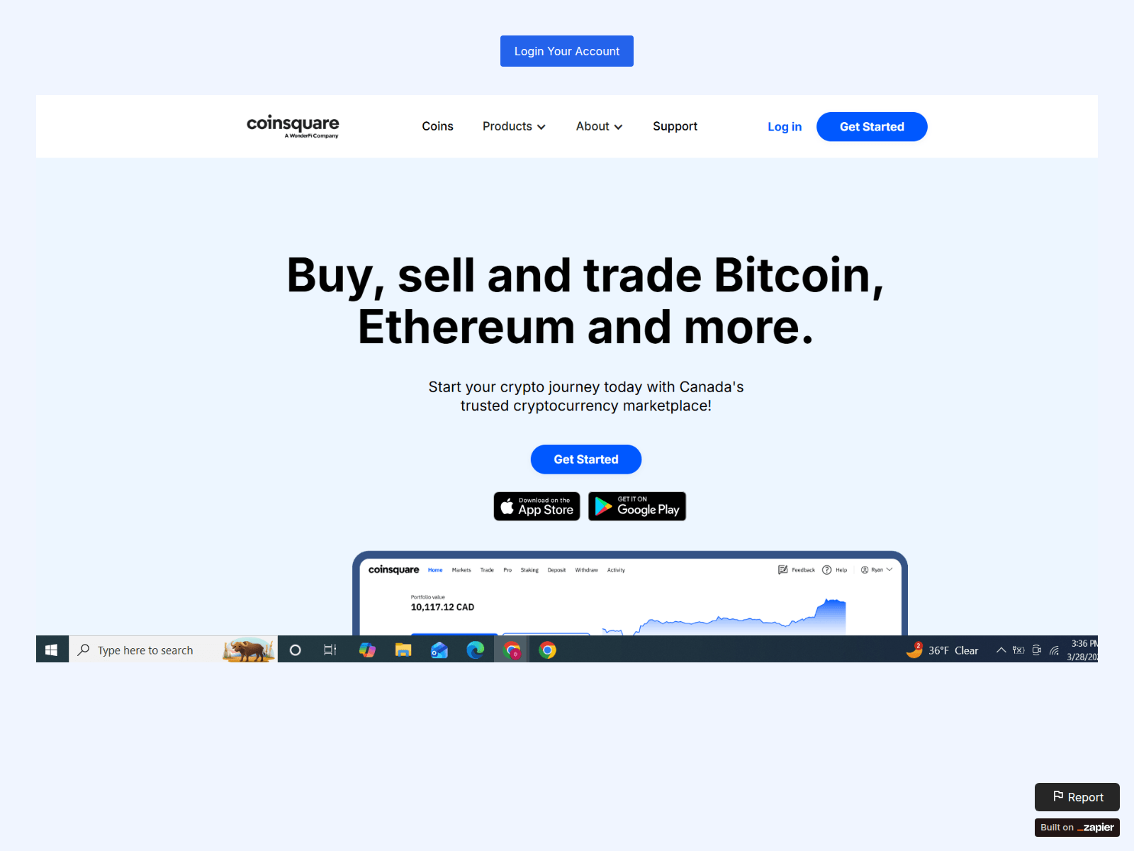 Screenshot of coinsquare-faq.zapier.app