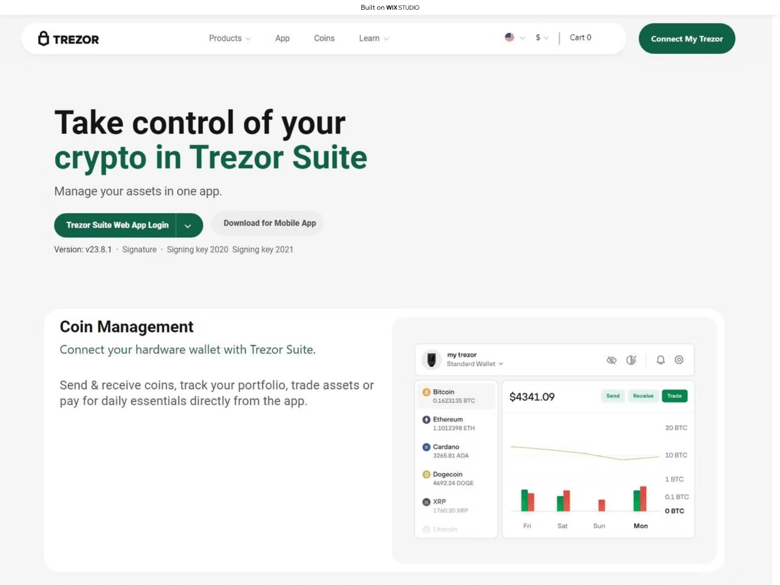 Screenshot of trezosuite-en-us.wixstudio.com