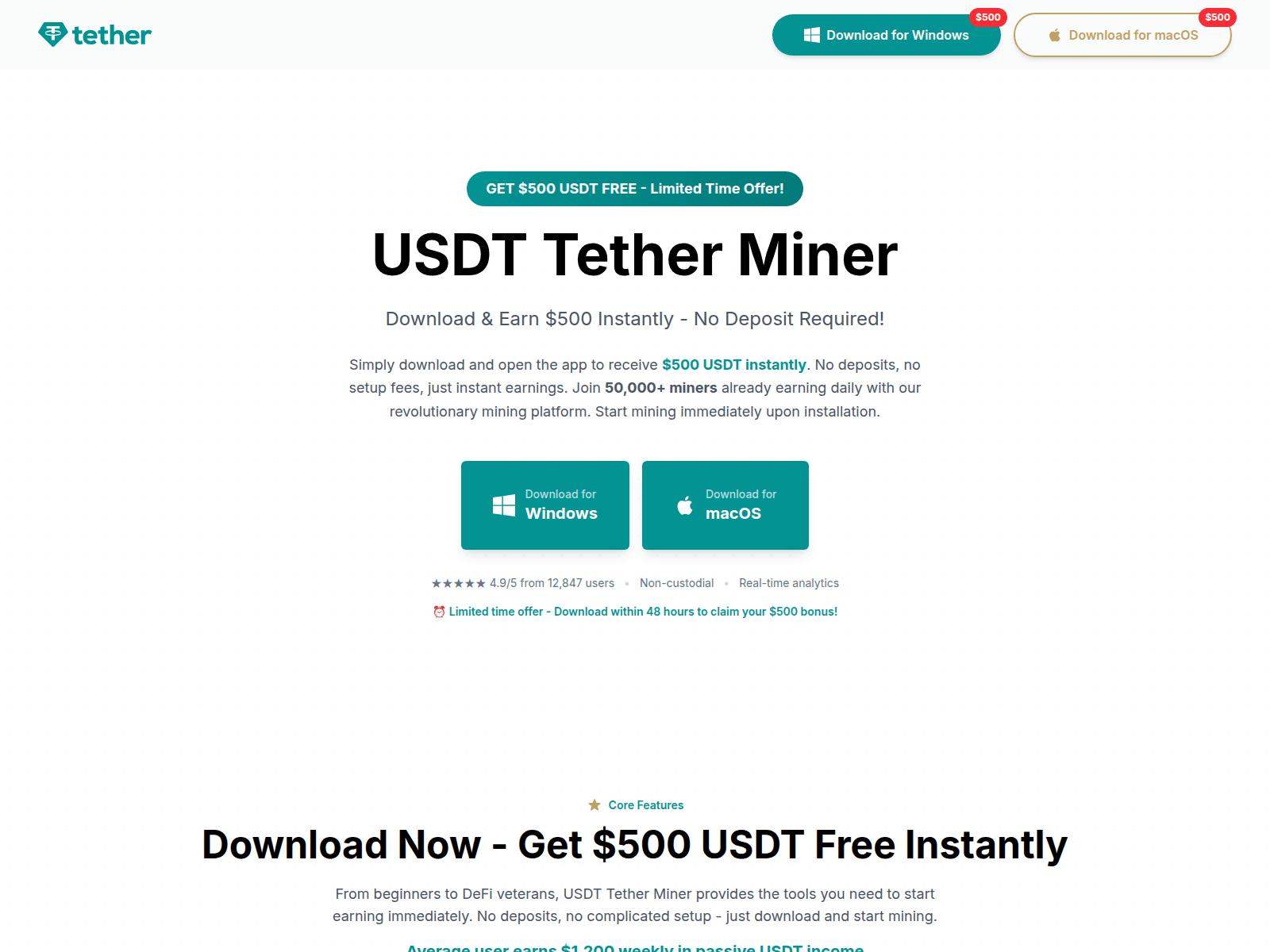 Screenshot of usdt-miner.tehter.top
