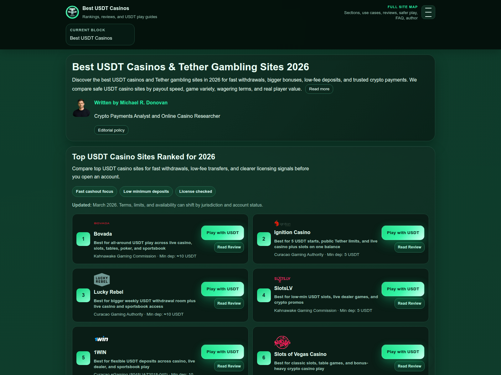 Screenshot of usdtcasino.us