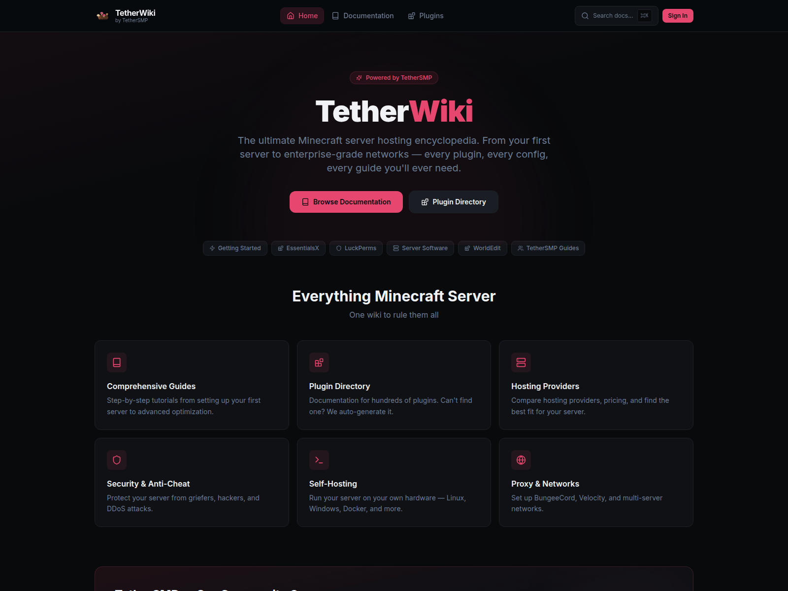 Screenshot of tetherwiki.net