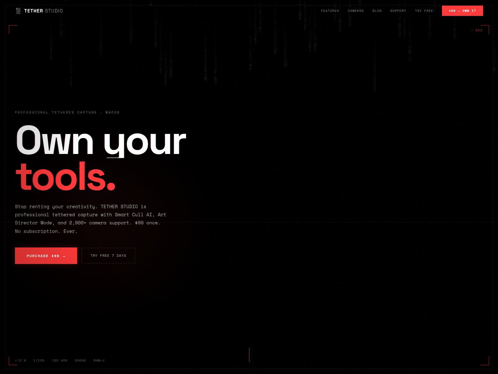 Screenshot of tetherstudio.app