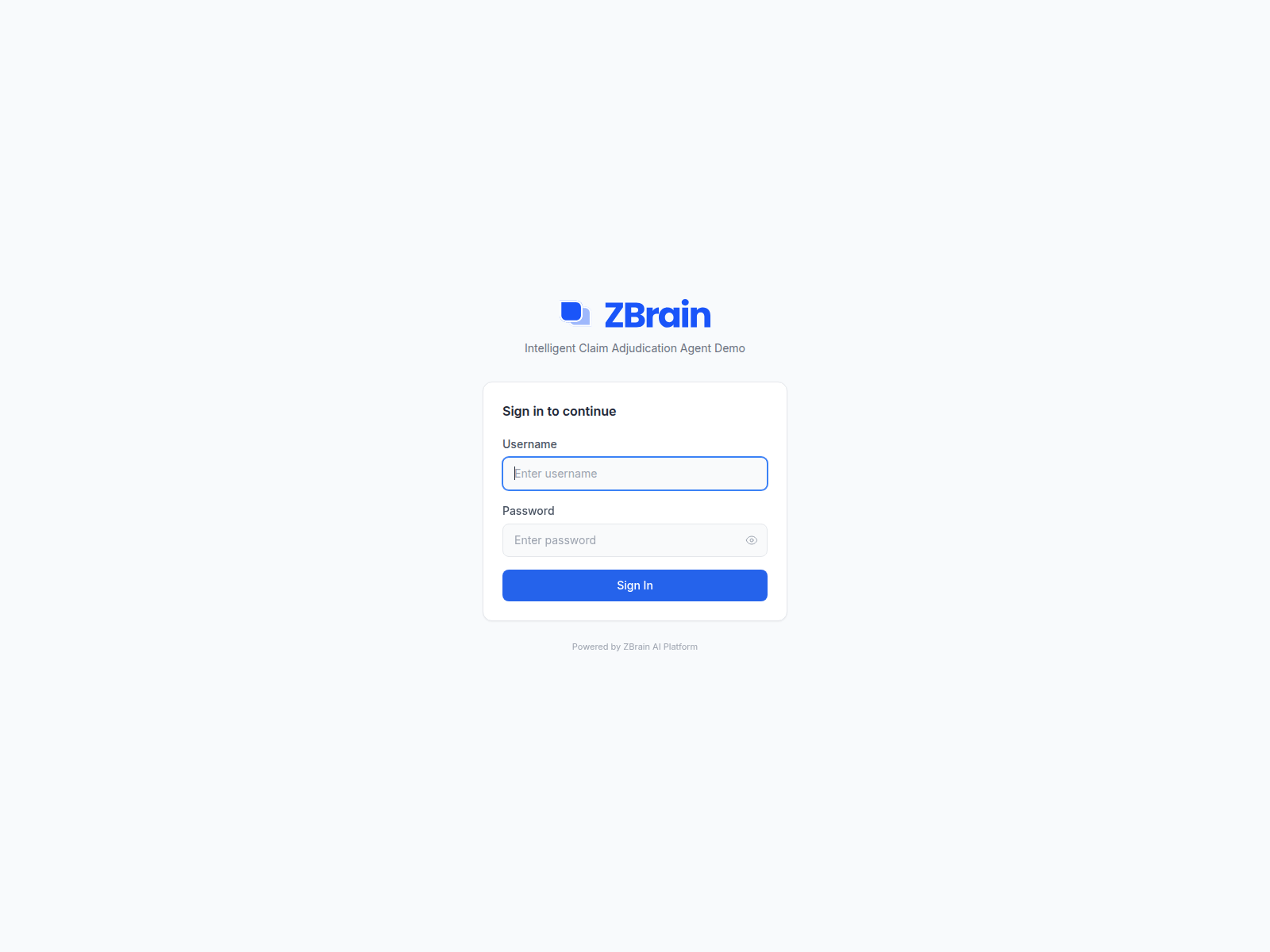 Screenshot of intelligent-claim.zbrain.in