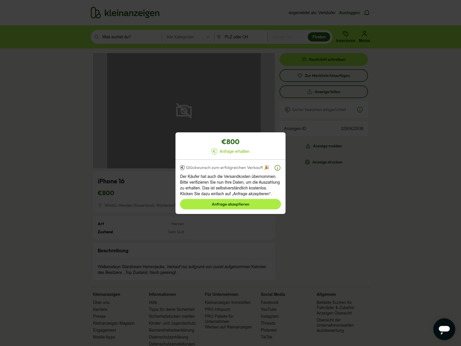 Screenshot of ebay-kleinanzeigen.order981273127301.shop