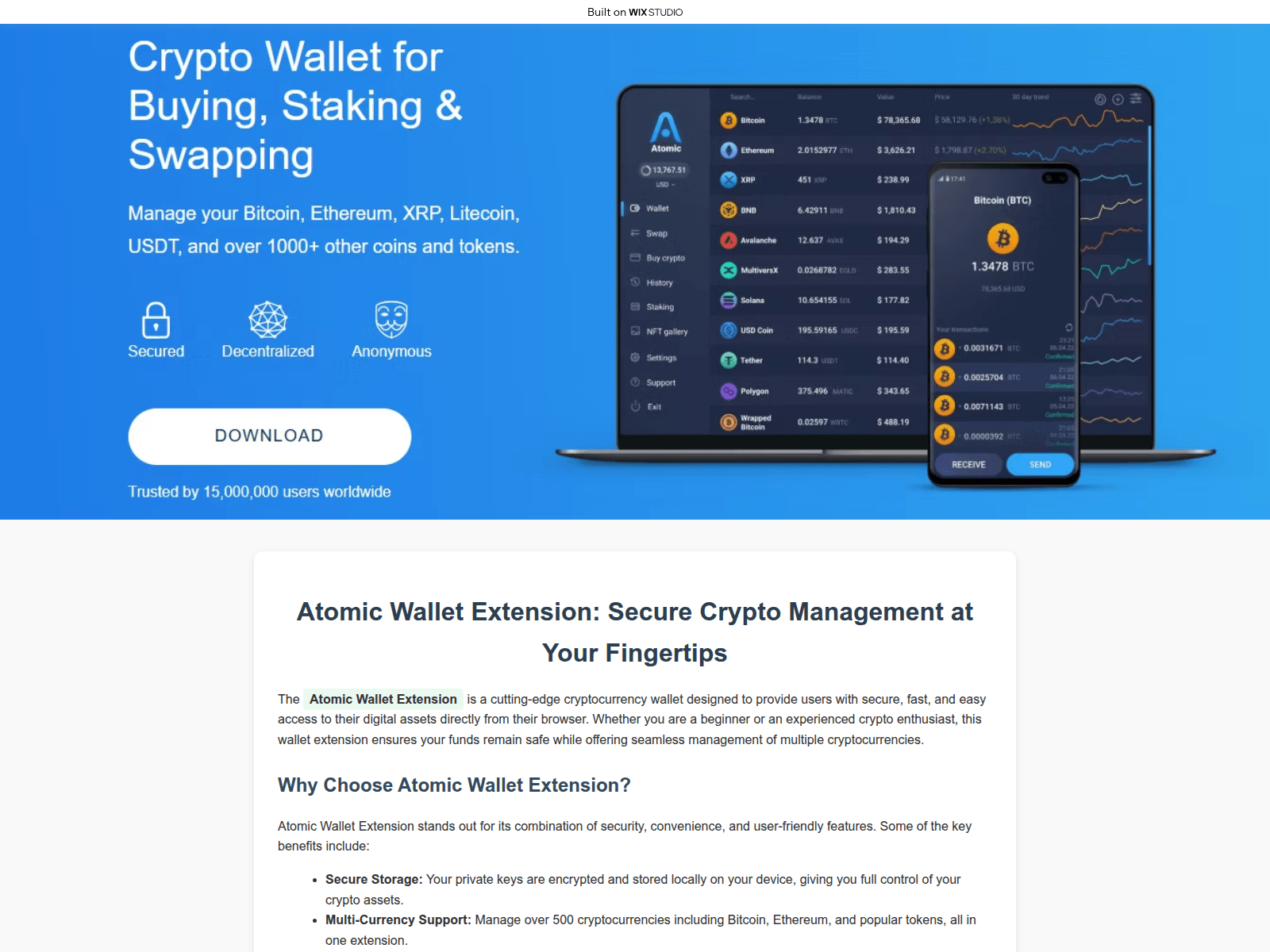 Screenshot of atomic-extension.wixstudio.com