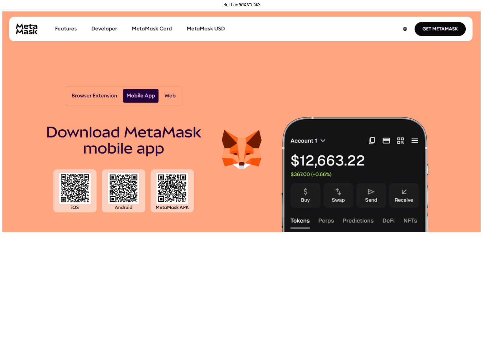 Screenshot of meatmask-io.wixstudio.com