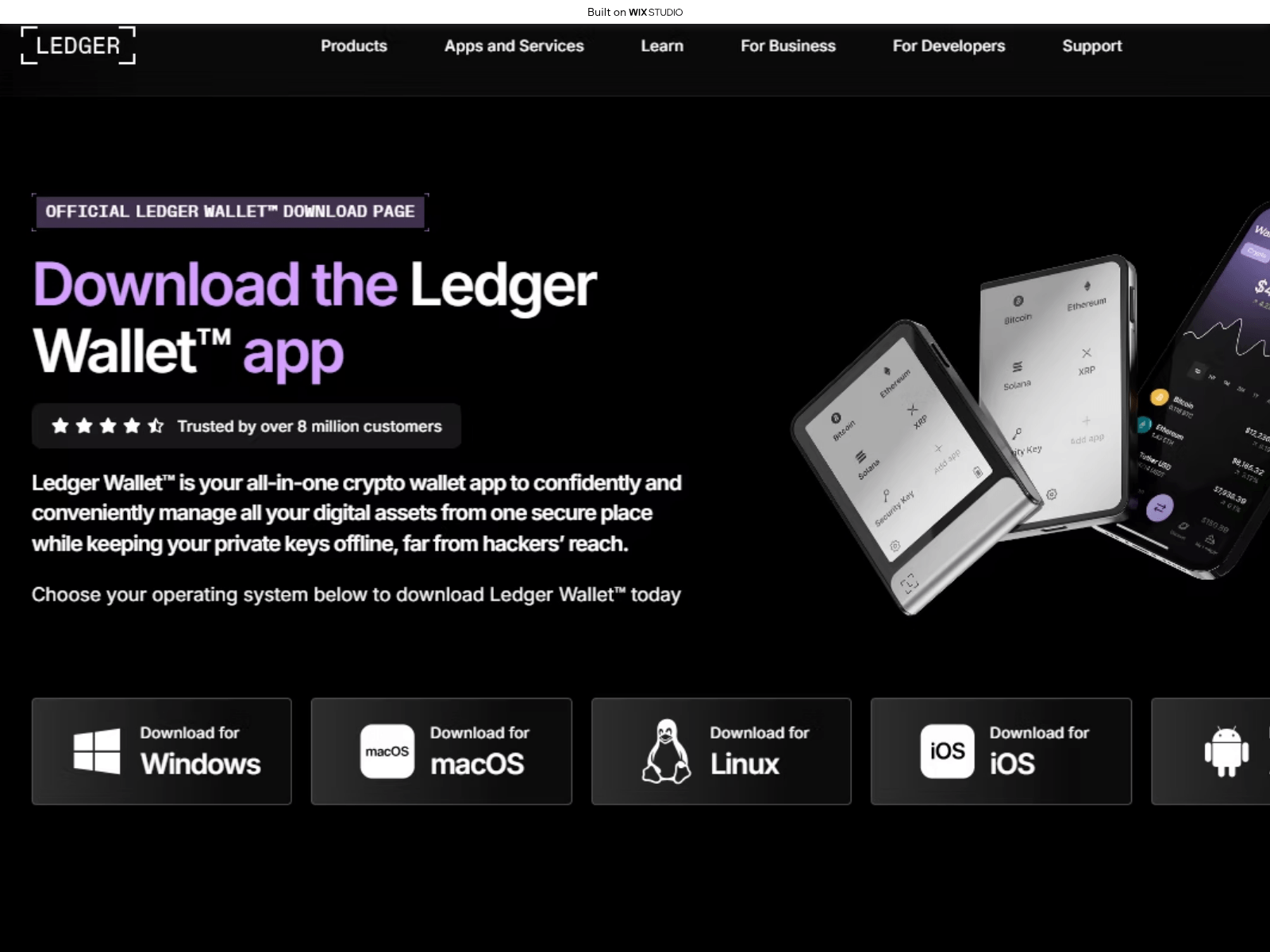 Screenshot of supportledger.wixstudio.com