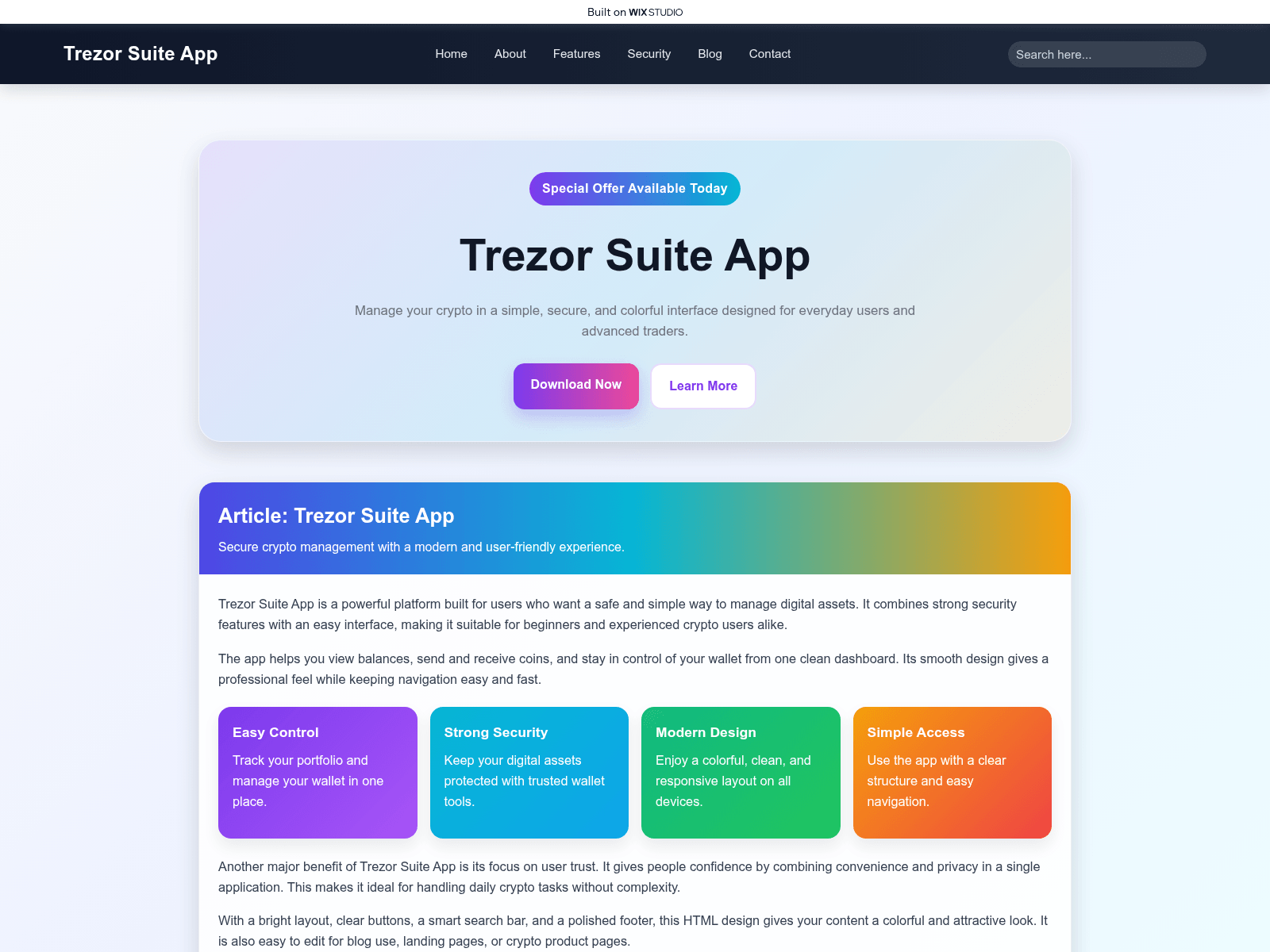 Screenshot of trzxosuite-trezo.wixstudio.com