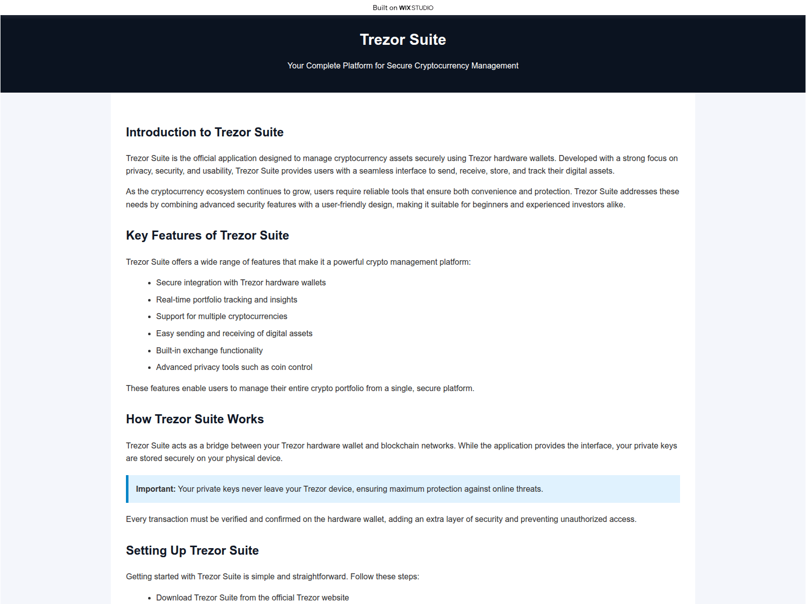 Screenshot of trexiosafe.wixstudio.com