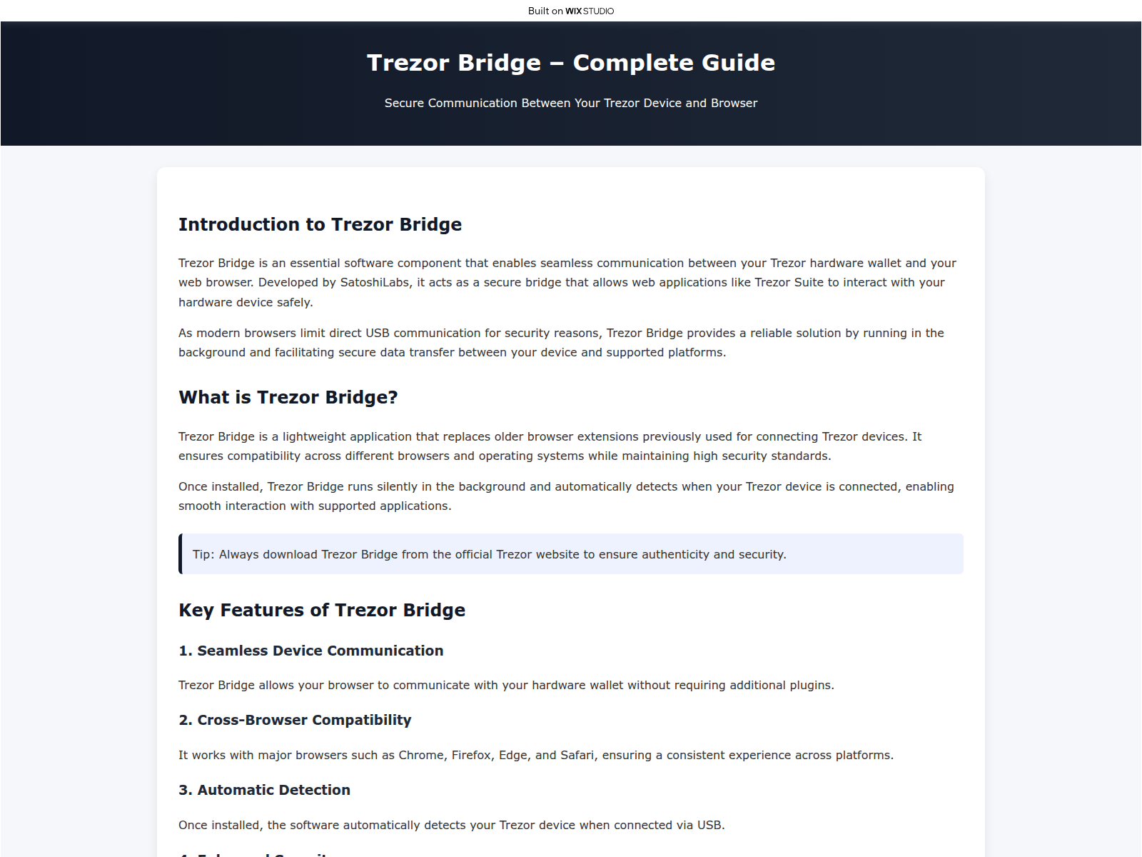 Screenshot of trezointro.wixstudio.com