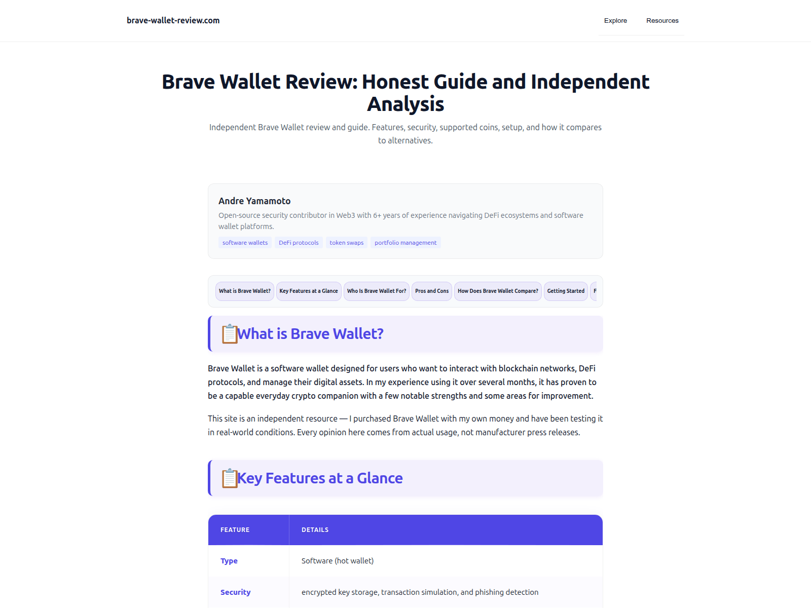 Screenshot of brave-wallet-review.pages.dev