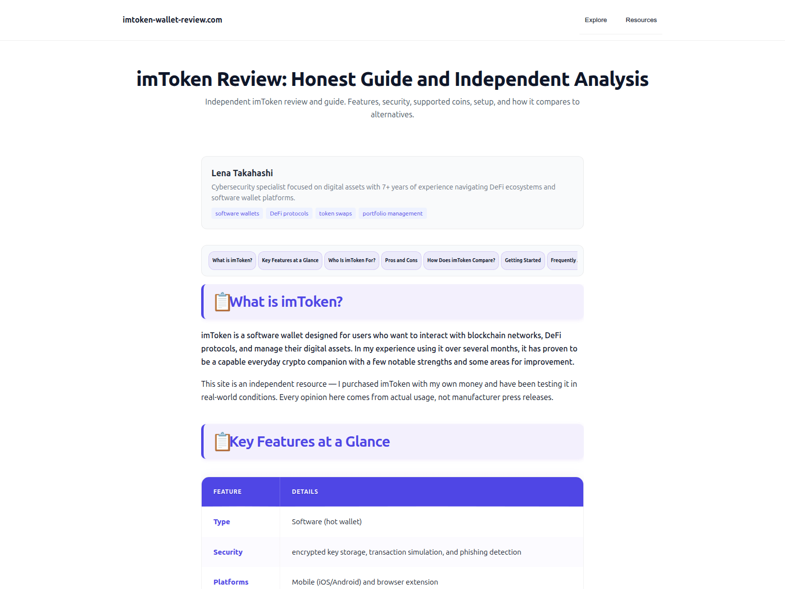 Screenshot of imtoken-wallet-review.pages.dev