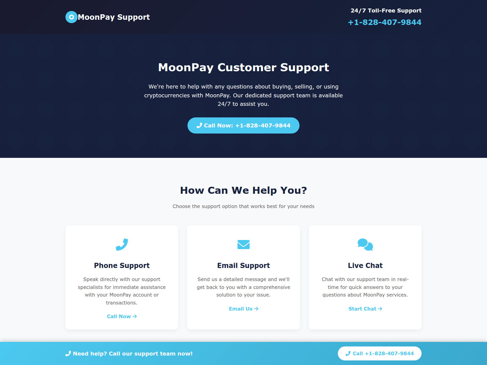 Screenshot of moonpay-support-care.netlify.app