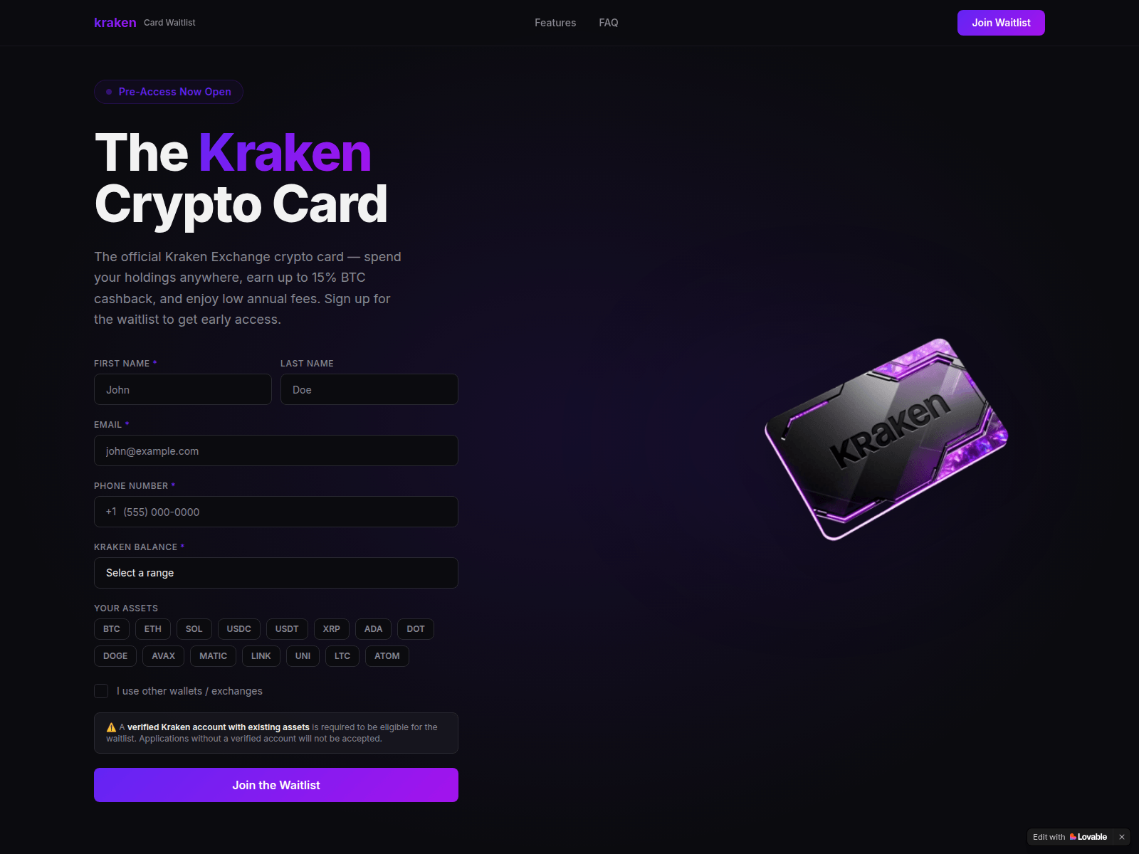 Screenshot of getkrakenaccess.com