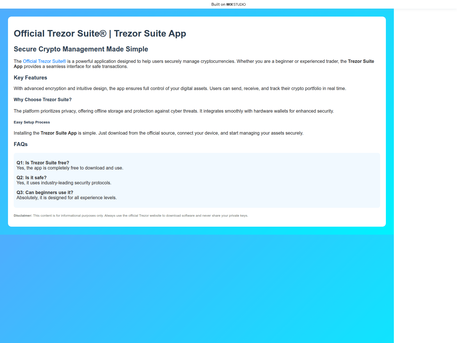 Screenshot of suitsapps.wixstudio.com
