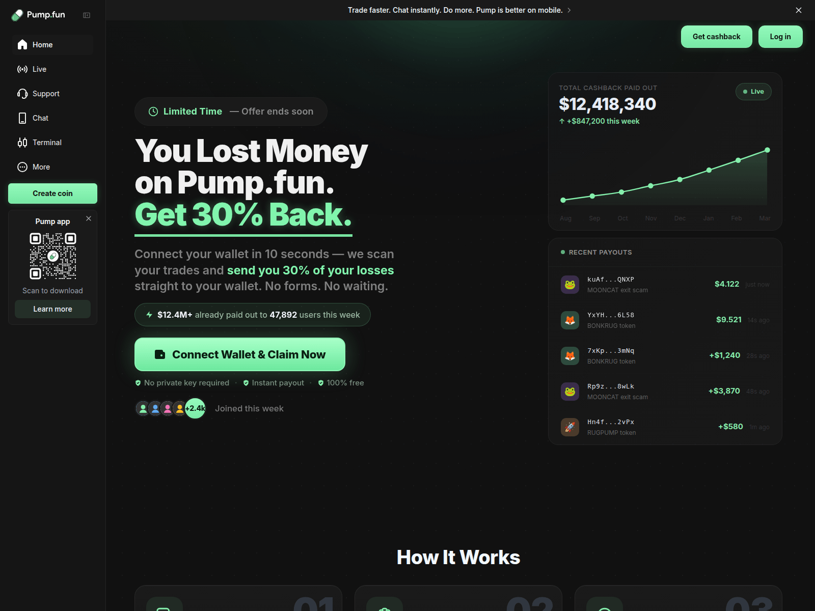 Screenshot of startpump.fun