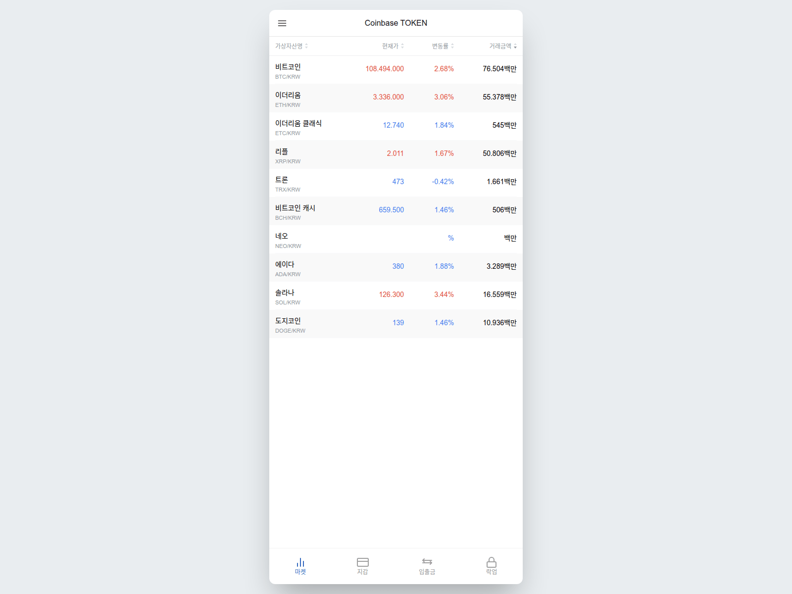 Screenshot of app.coinbasekorea.com