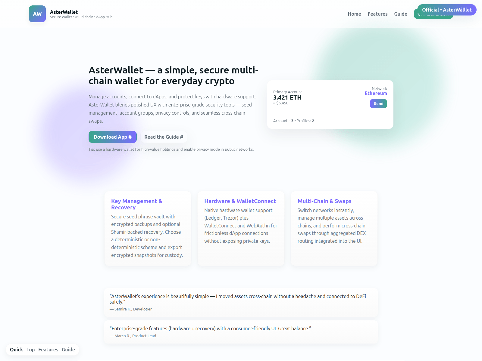 Screenshot of astrwallet.pages.dev