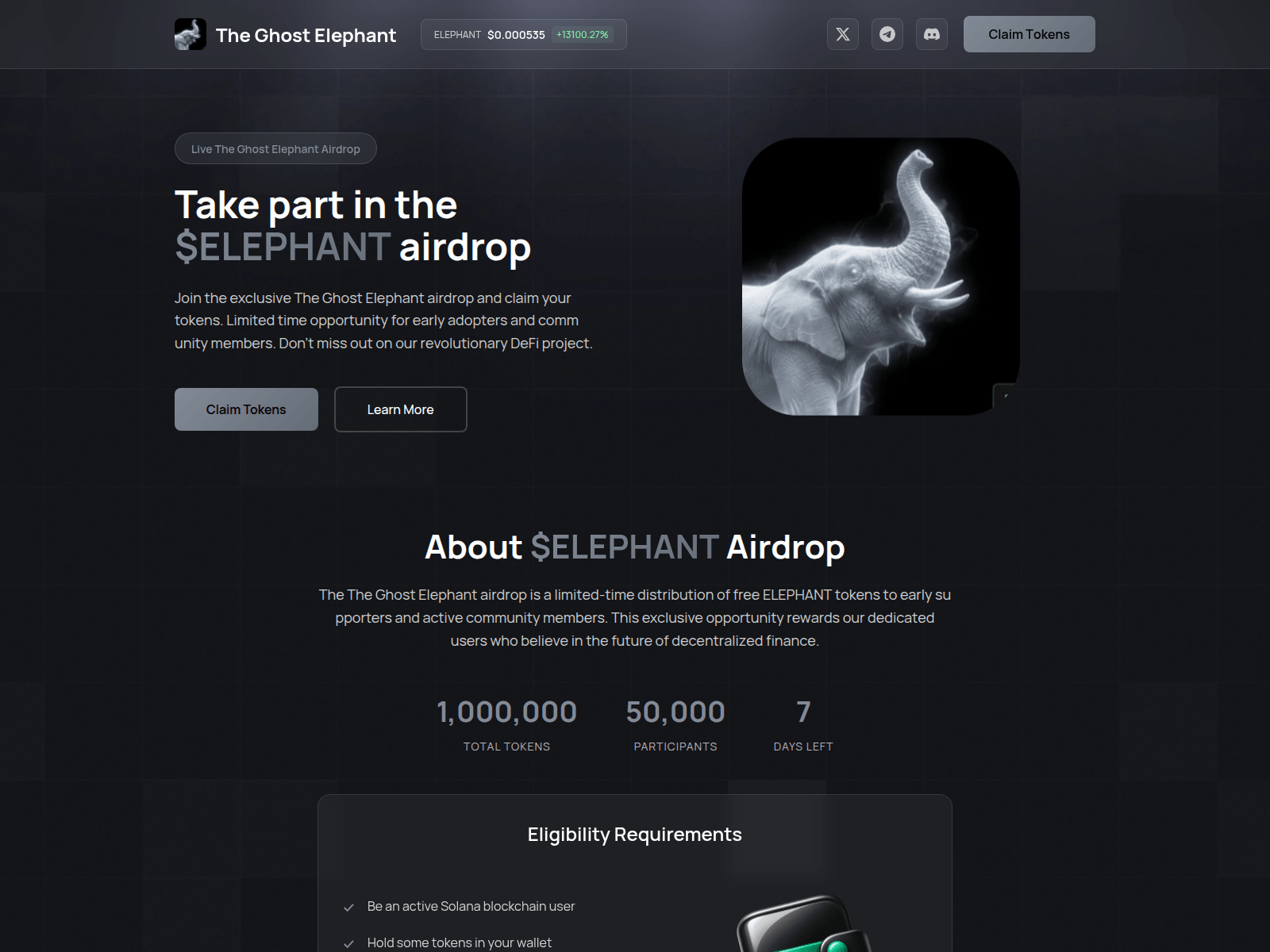 Screenshot of events-elephant.fun