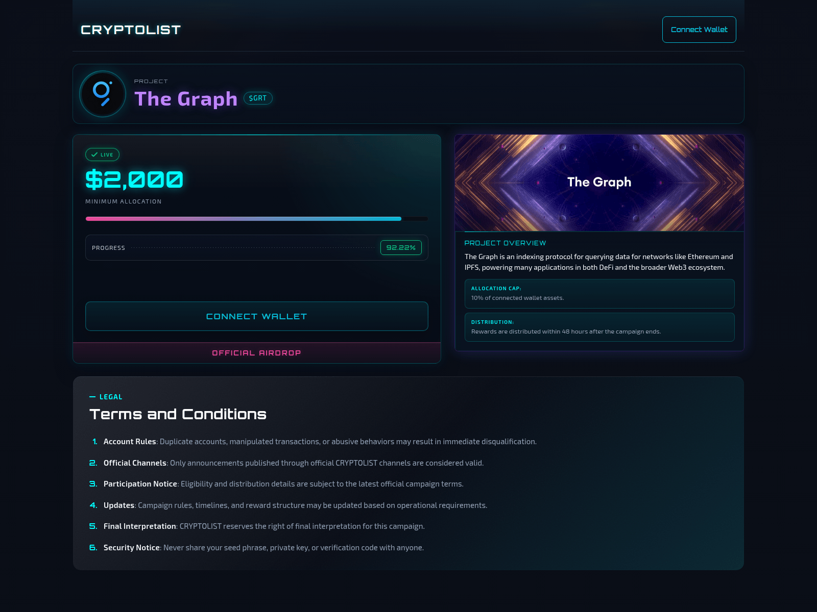 Screenshot of the-graph.entry-cryptolist.app