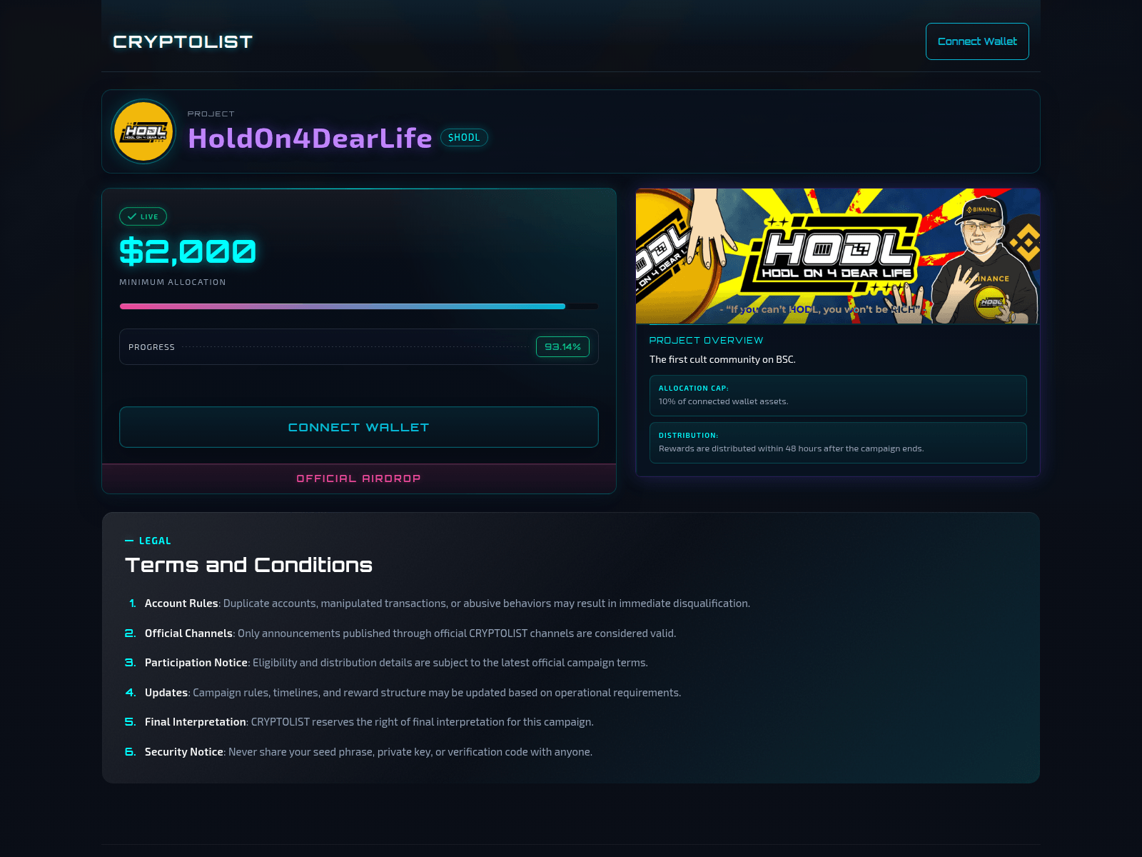 Screenshot of holdon4dearlife.gate-cryptolist.com