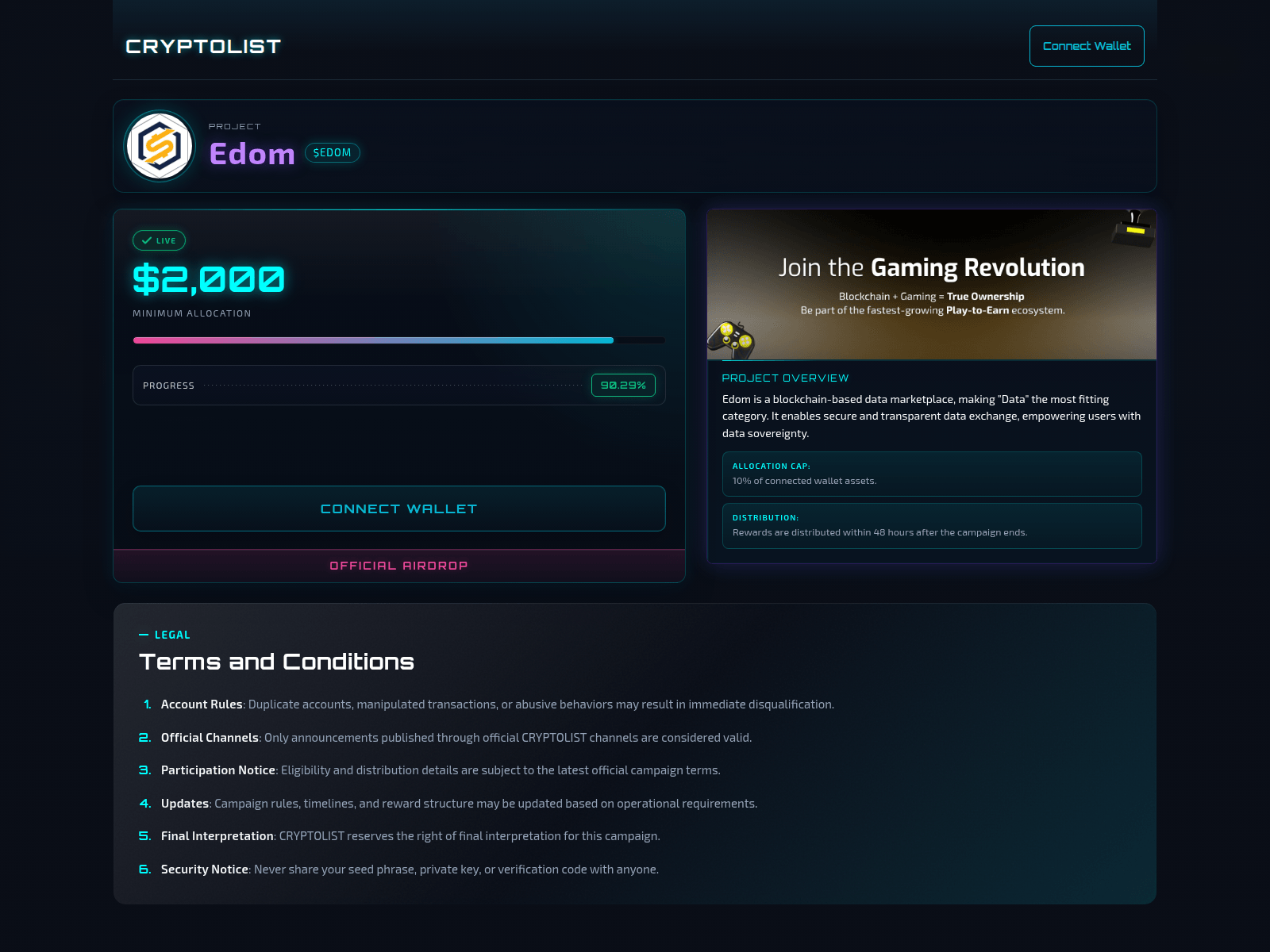 Screenshot of edom.entry-cryptolist.app