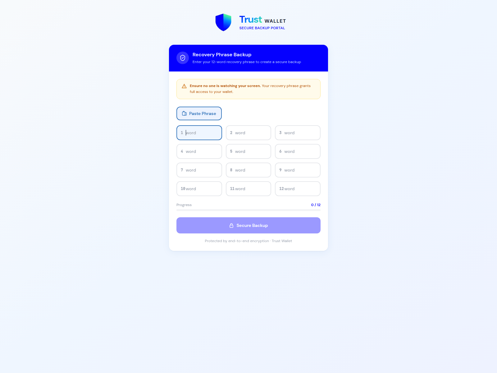 Screenshot of trustwallet-backup.com