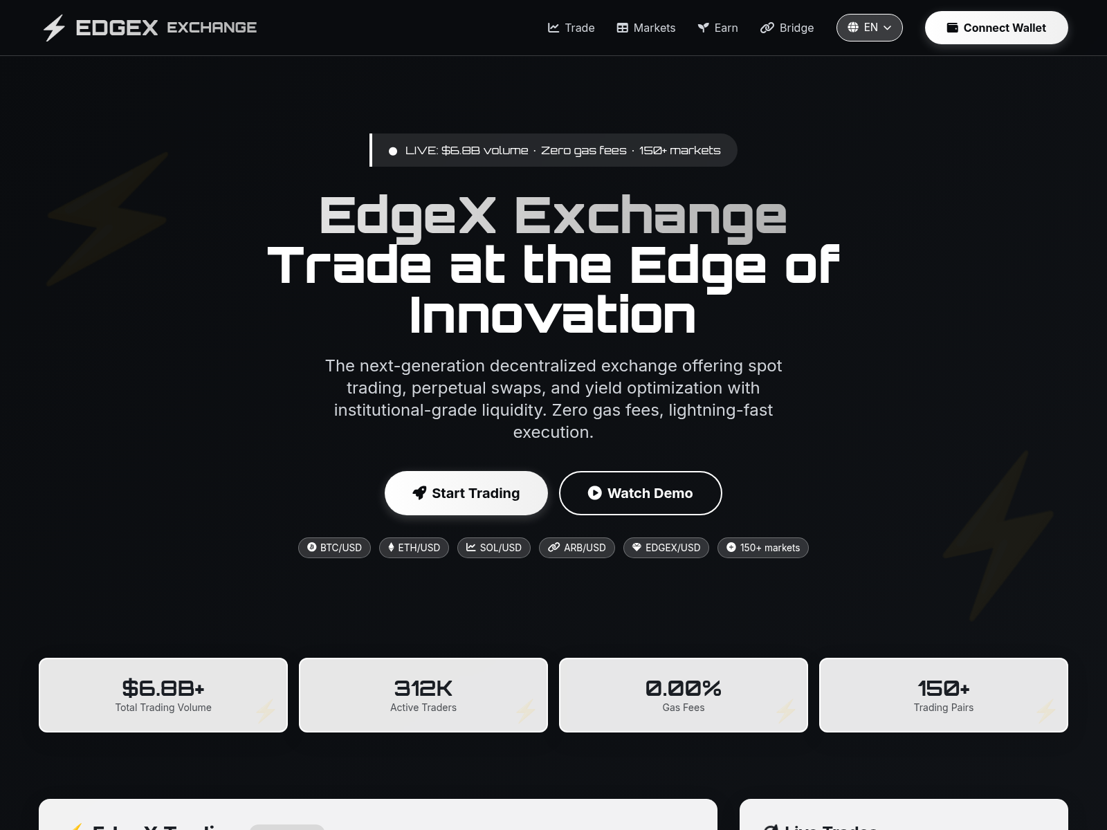 Screenshot of edgex-exchanger.com