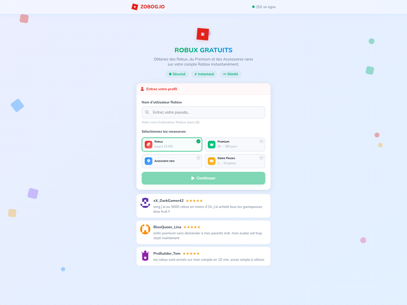 Screenshot of zobog.io