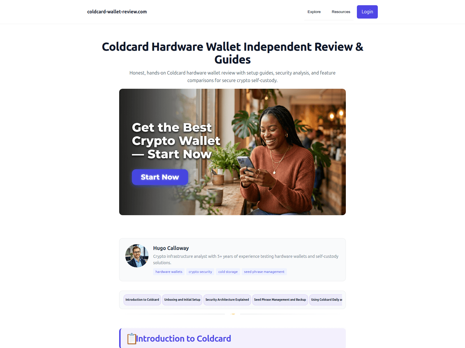 Screenshot of coldcard-wallet-review.com
