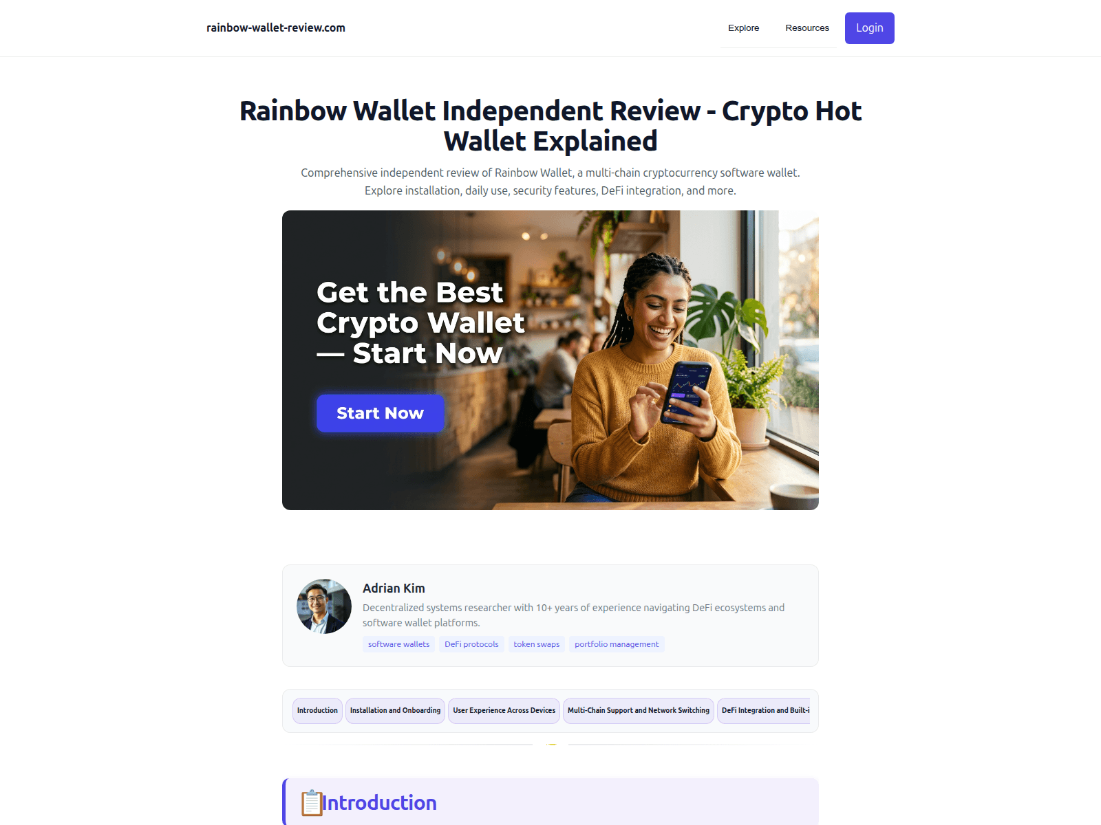 Screenshot of rainbow-wallet-review.com