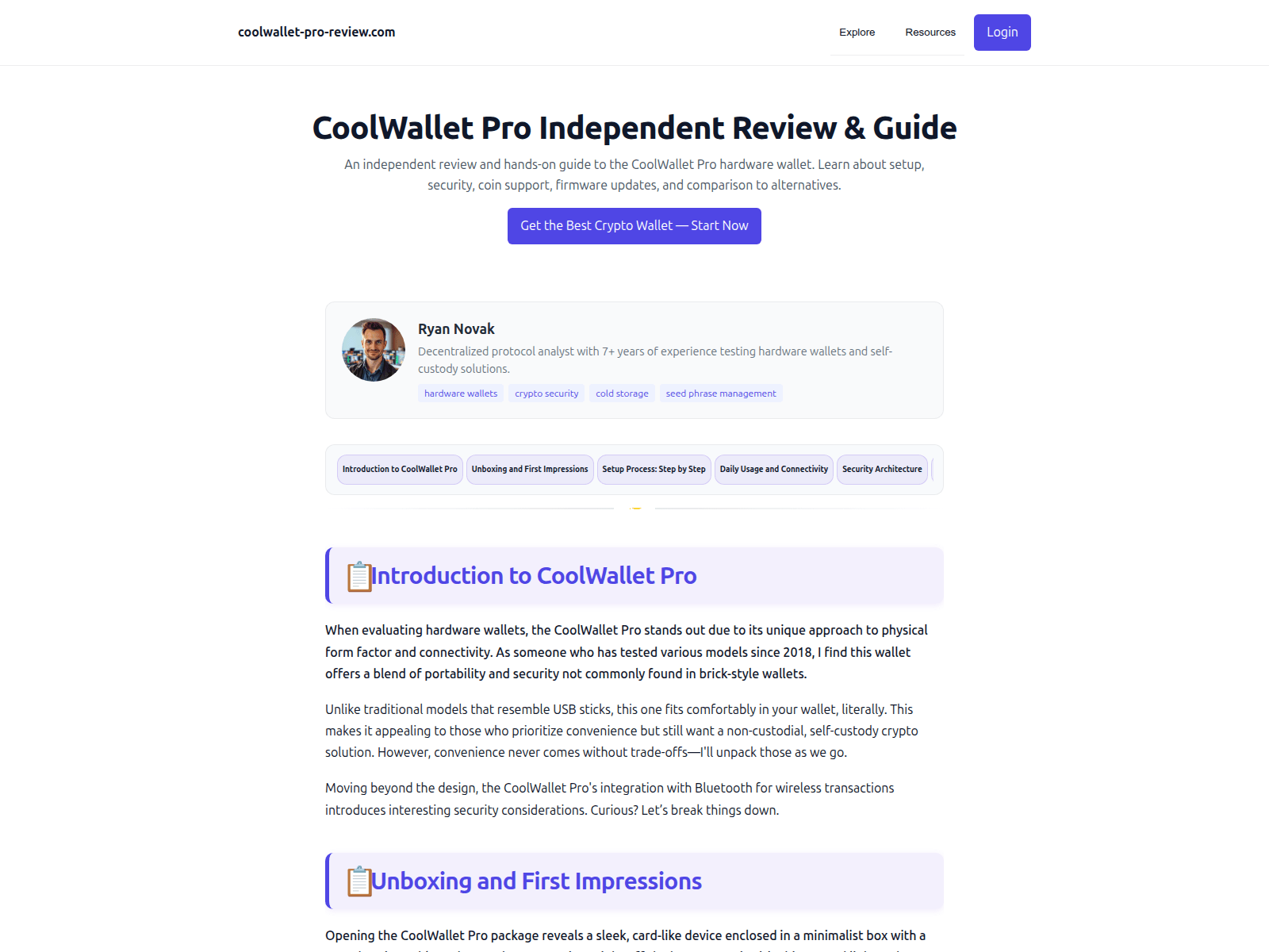 Screenshot of coolwallet-pro-review.com