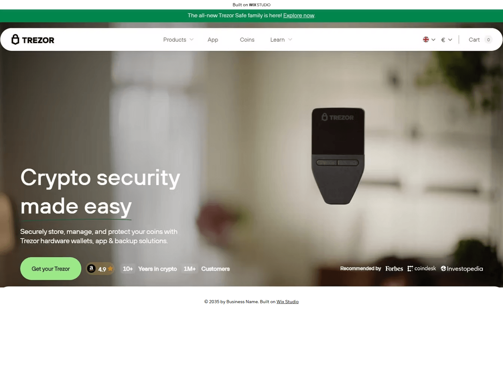 Screenshot of trezrhardware.wixstudio.com