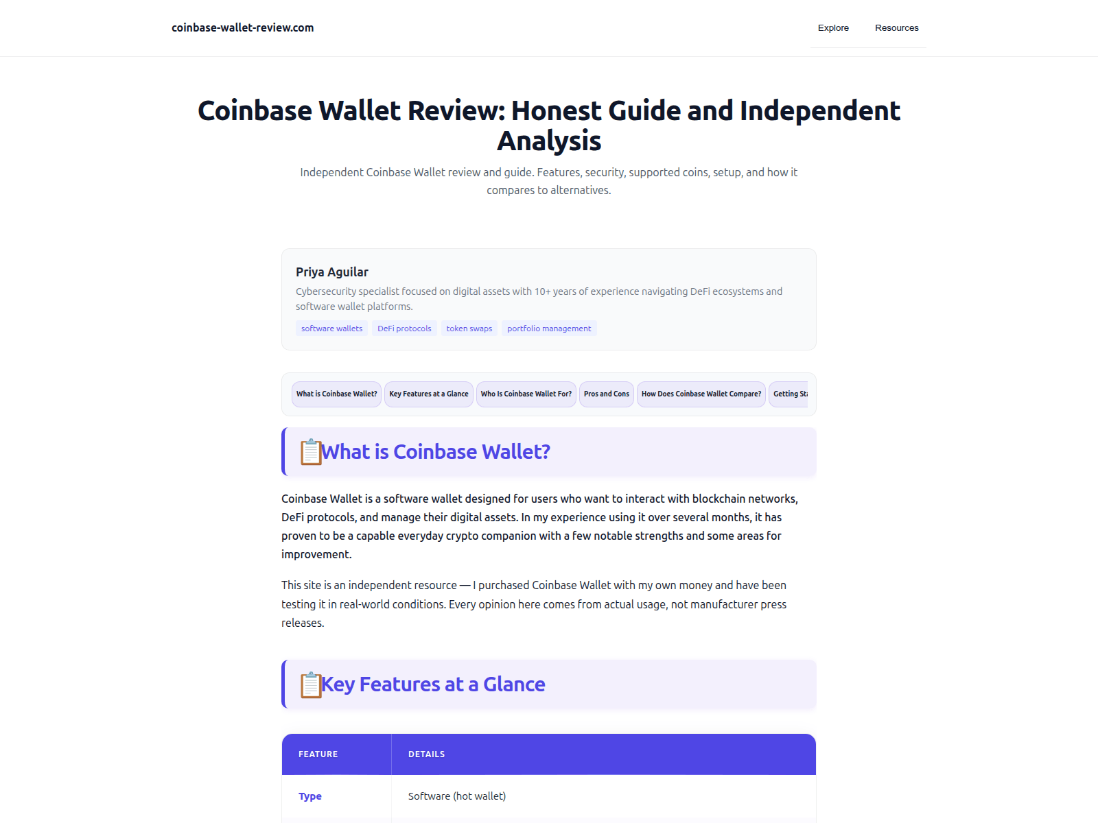 Screenshot of coinbase-wallet-review.pages.dev