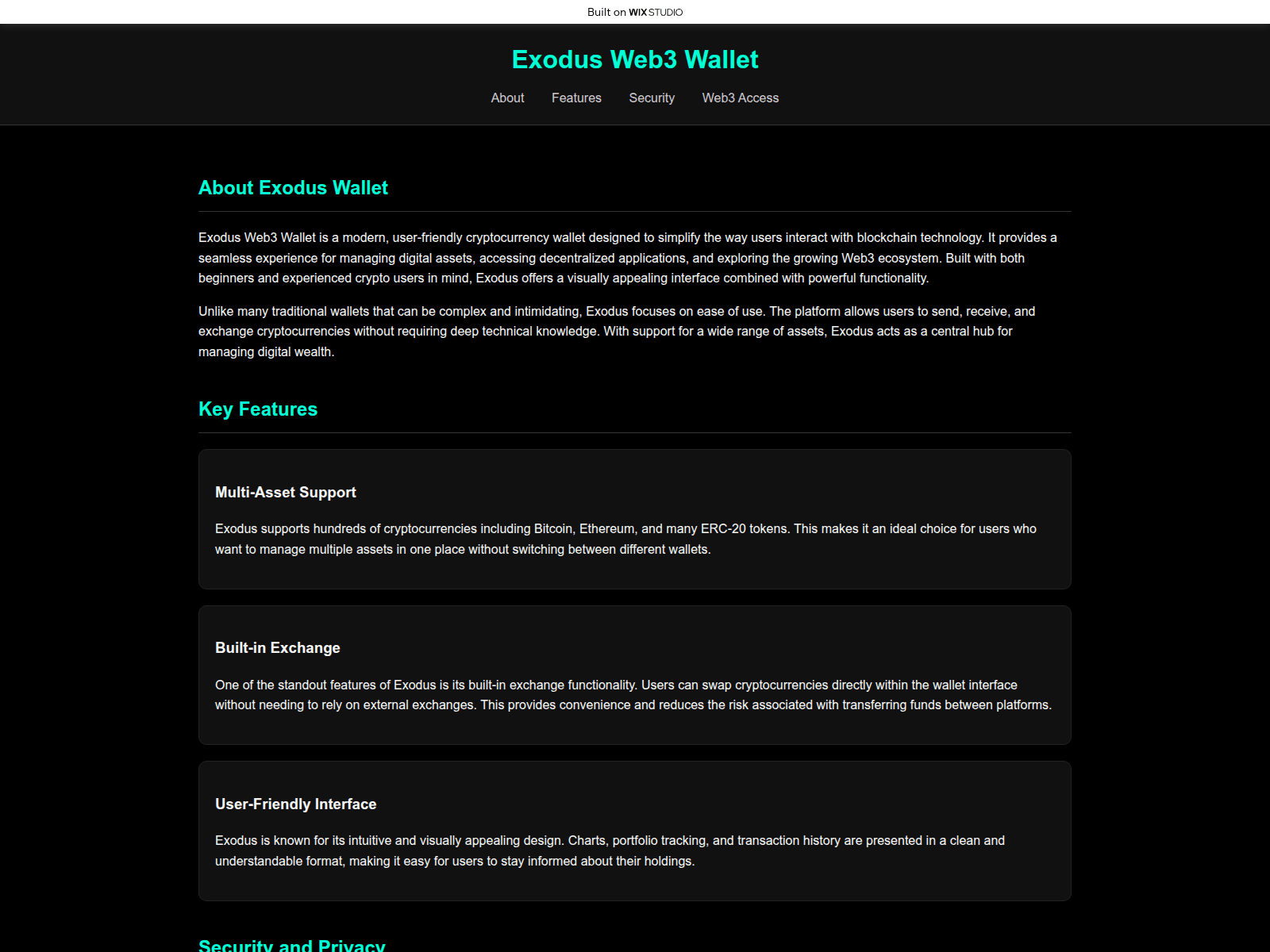 Screenshot of exods-home.wixstudio.com